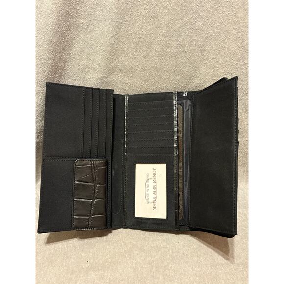 Jones New York Black Italian Leather Croc Print Wallet Never Used - Picture 7 of 10